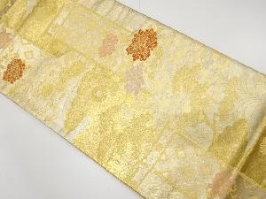 アンティーク　牡丹に菊・松模様織り出し袋帯（材料）